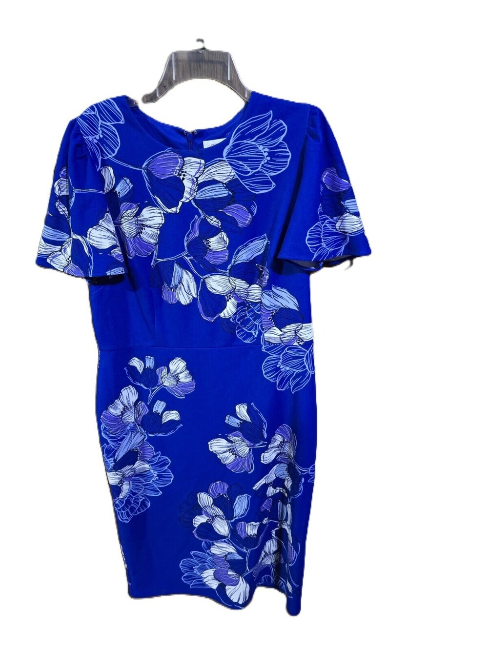 Liz Claiborne Royal Blue Floral Dress Short Sleeve Size 14